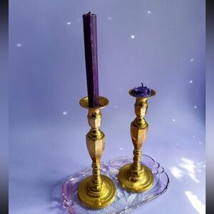 Large Vintage Brass Candlesticks for Taper Candles